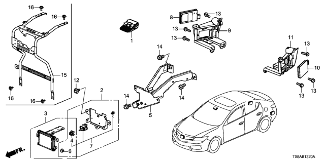 2019 Acura ILX Radar Sub-Assembly, Left Diagram for 36936-T3R-A02