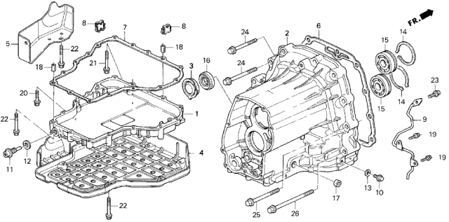 1993 Acura Vigor AT Transmission Housing Diagram