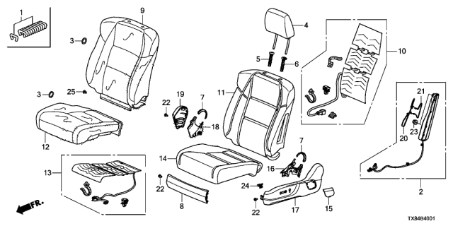 2014 Acura ILX Hybrid Heater, Left Front Seat-Back Diagram for 81524-TX6-A31