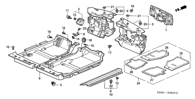 2001 Acura CL 2 Door SPORT KA 5AT Floor Mat Diagram