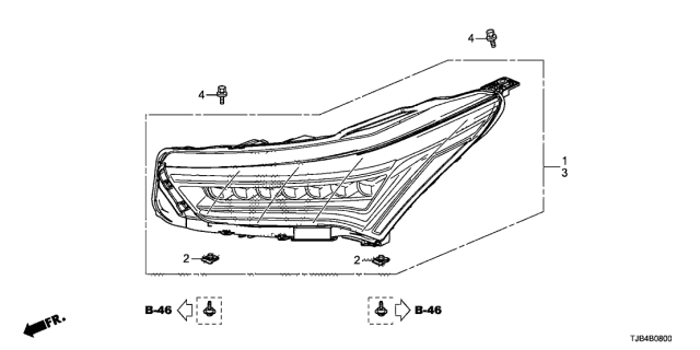 2019 Acura RDX Left Driver Side Led Headlamp Diagram for 33150-TJB-A11