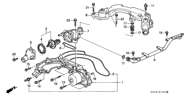 1993 Acura Legend 4 Door STD KA 4AT Water Pump Diagram