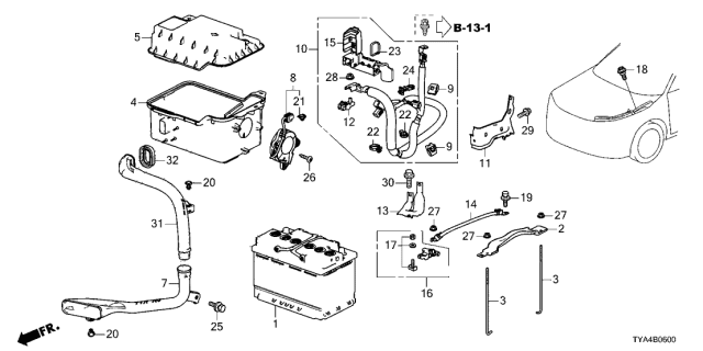2022 Acura MDX Battery Ground Cable Diagram for 32600-TYA-A00