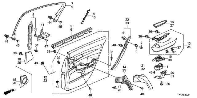 2014 Acura TL Right Rear Door Grip Cover (Premium Black Metallic) Diagram for 83742-TK4-A01ZA