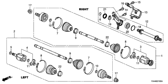 2017 Acura RDX Driveshaft - Half Shaft Diagram