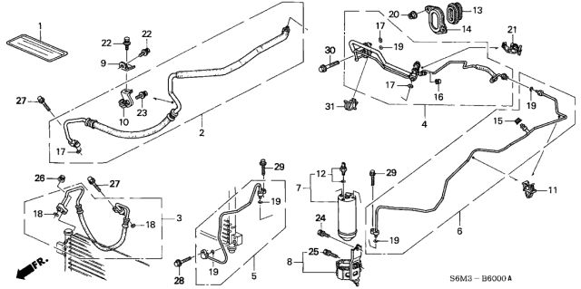 2004 Acura RSX Air Conditioner Caution Label Diagram for 80050-SR3-H00