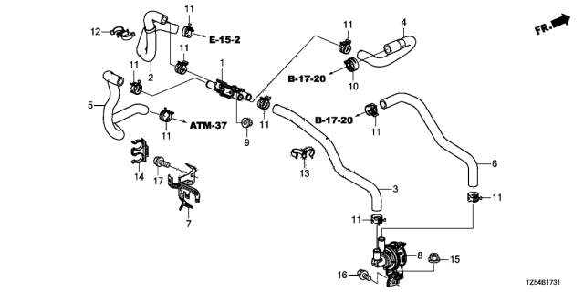 2018 Acura MDX Hose A, Water Inlet Diagram for 79721-TRX-A00