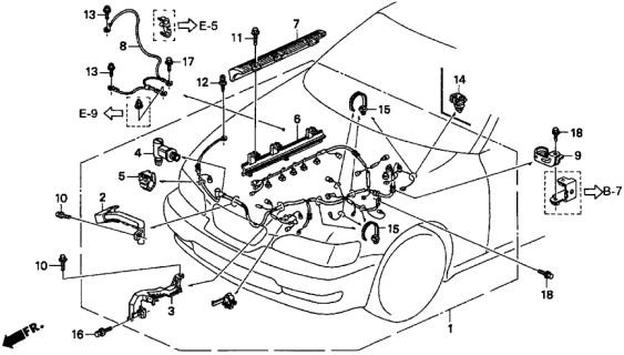 1995 Acura TL Wire Harness, Engine Diagram for 32110-P1R-A00