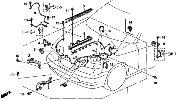 1998 Acura TL 4 Door PRE2.5 KA 4AT Engine Wire Harness Diagram
