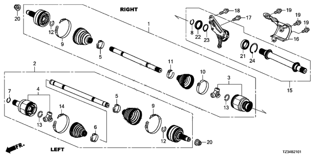 2018 Acura TLX Set,Inbd Joint Complete Diagram for 44310-TZ3-305