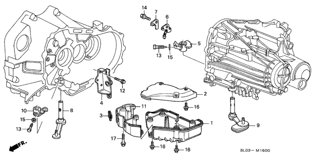 2001 Acura NSX 2 Door NSX-T KA 6MT MT Shift Lever Diagram