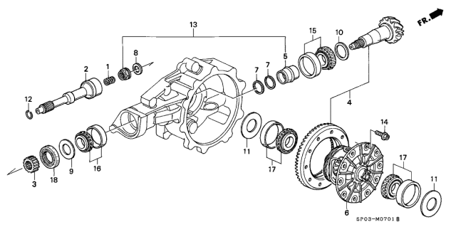 1994 Acura Legend 4 Door L (MOQUETTE) KA 5MT MT Differential Gear Diagram