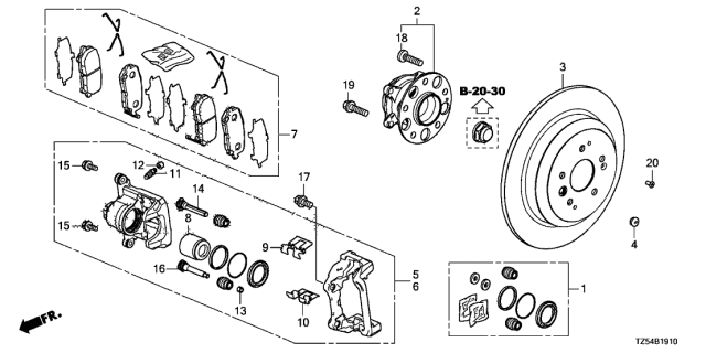 2016 Acura MDX Caliper Sub-Assembly Diagram for 43019-TZ5-A00