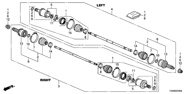 2014 Acura RDX Joint, Outboard Diagram for 42330-T0G-A01