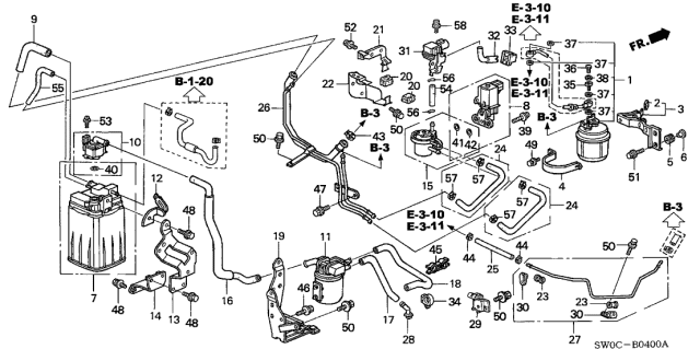 2005 Acura NSX 2 Door NSX-T KA 6MT Canister - Fuel Strainer Diagram