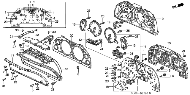1999 Acura NSX 2 Door NSX-T KA 6MT Meter Components Diagram