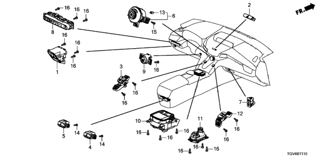 2021 Acura TLX Switch Assembly, Epb Diagram for 35355-TGV-A01