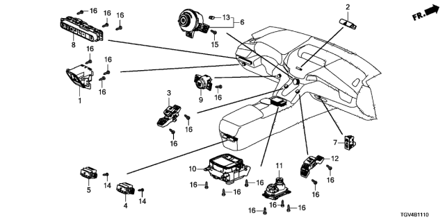 2021 Acura TLX Switch Assembly , Hazard Diagram for 35510-TDK-J01