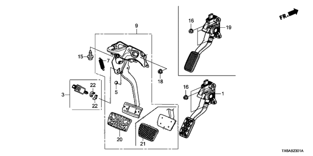 2020 Acura ILX Pedal Assembly , Brake Diagram for 46600-T3R-A81