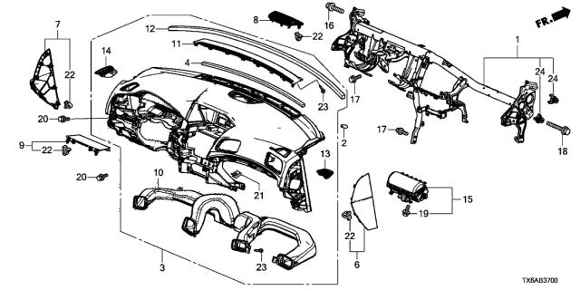 2021 Acura ILX 4 Door 24TECH (A-SPEC) KA DCT Instrument Panel Diagram