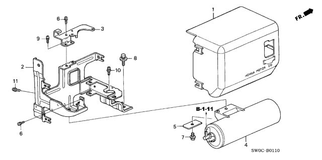 2003 Acura NSX Control Device Cover Diagram