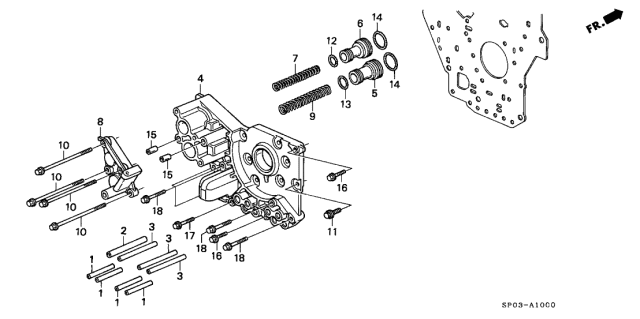 1993 Acura Legend 4 Door STD KA 4AT AT Accumulator Body Diagram