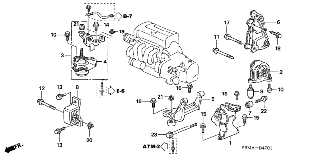 2006 Acura RSX Engine Mounts (AT) Diagram