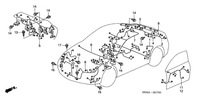 2006 Acura RSX Wire Harness, Instrument Diagram for 32117-S6M-A22