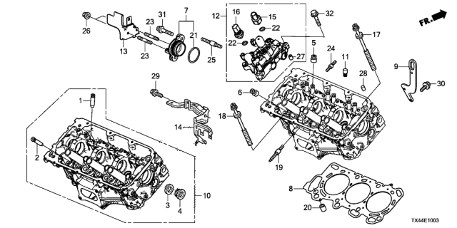 2017 Acura RDX 5 Door TECH (2WD) KA 6AT Rear Cylinder Head Diagram