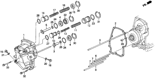 1997 Acura TL 4 Door BAS2.5 KA 4AT AT Rear Cover Diagram