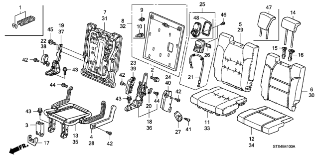 2013 Acura MDX Rear Seat Diagram