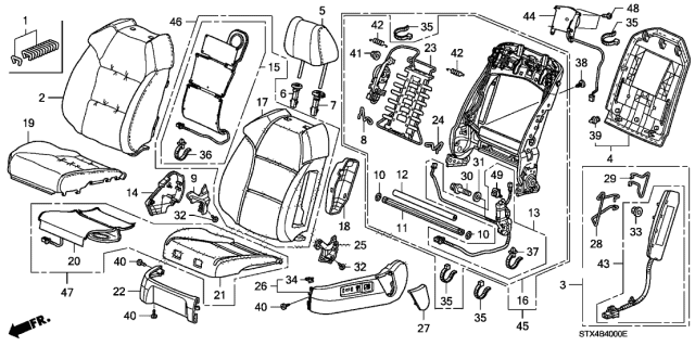 2012 Acura MDX Front Seat Diagram 1