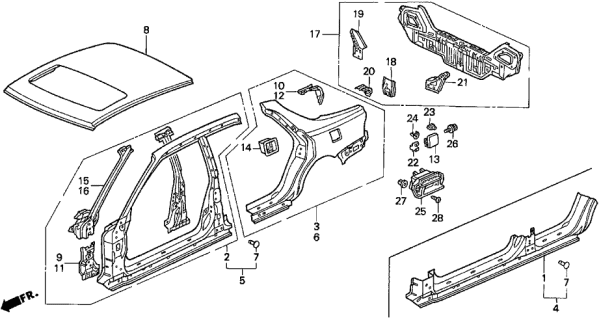 1996 Acura TL Panel, Passenger Side Sill Diagram for 04631-SW5-300ZZ