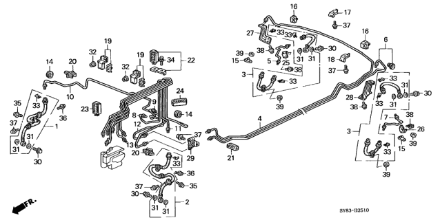 1997 Acura CL 2 Door BAS2.2 KA 4AT Brake Lines Diagram