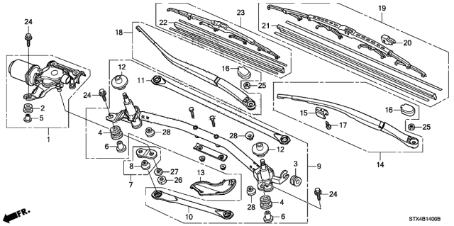 2011 Acura MDX Front Windshield Wiper Diagram