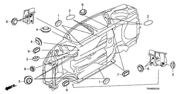 2012 Acura TL Grommet Diagram