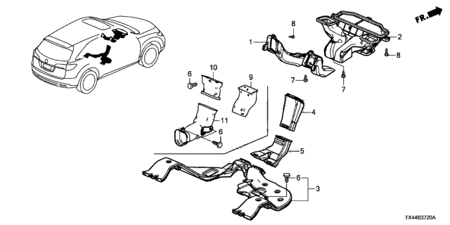 2018 Acura RDX Duct Assembly, Rear Vent Joint Diagram for 83475-TX4-A01