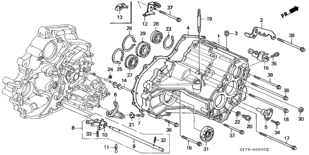 1995 Acura Integra AT Transmission Housing Diagram