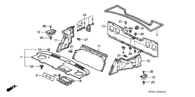 1990 Acura Legend 2 Door STD KL 5MT Trunk Side Garnish Diagram
