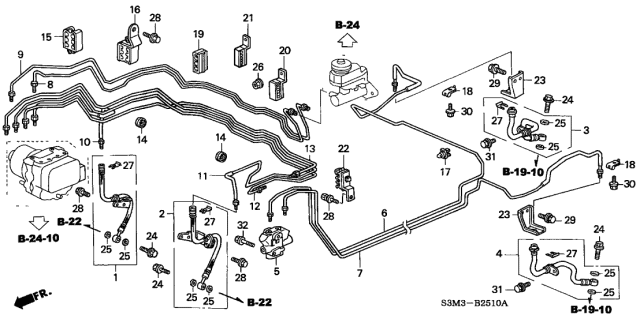 2003 Acura CL Clip, Brake Pipe Diagram for 46394-S87-A50