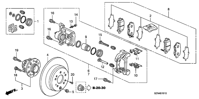 2011 Acura ZDX Rear Hub Unit Bearing Assembly Diagram for 42200-STX-A02