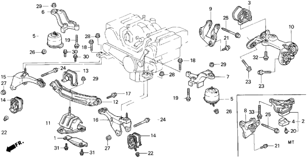 1993 Acura Legend Rubber, Center Mounting (Hard) Diagram for 50840-SP0-N10
