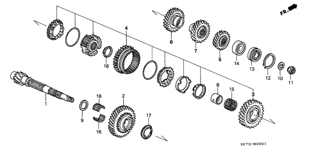 1992 Acura Integra 3 Door GS-R KL 5MT MT Countershaft Diagram