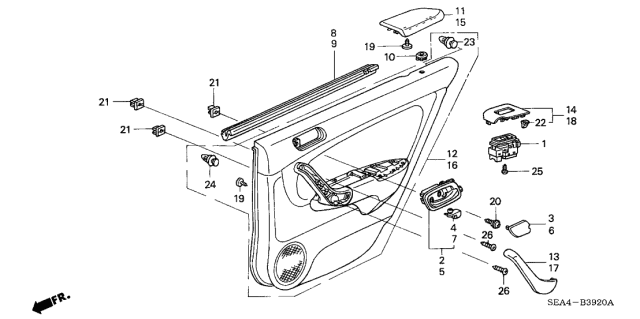 2006 Acura TSX Rear Door Lining Diagram