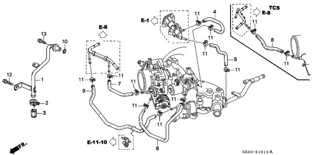 2001 Acura RL 4 Door RL (NAVIGATION) KA 4AT Water Hose Diagram