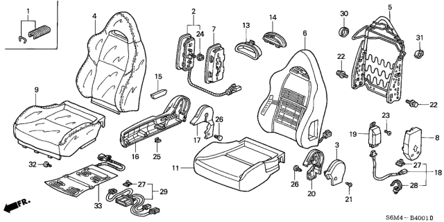 2005 Acura RSX Right Front Seat Back Cover (Titanium) (Side Airbag) (Leather) Diagram for 81121-S6M-A12ZB