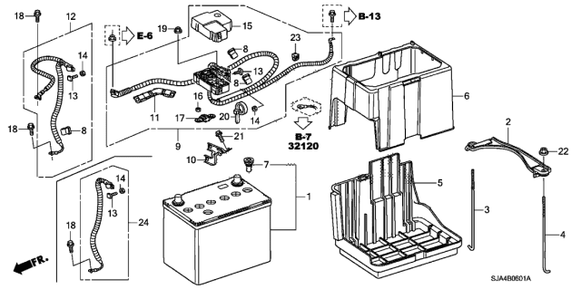 2011 Acura RL Battery Cable Assembly Diagram for 32410-SJA-A04