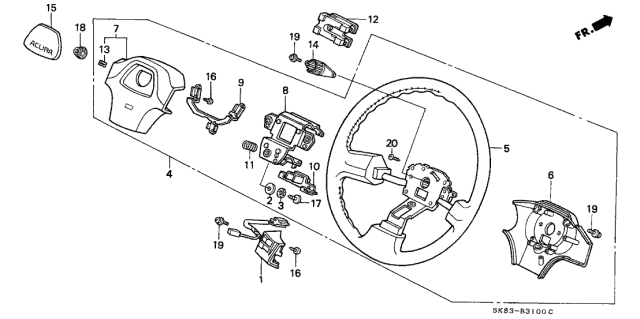 1990 Acura Integra Guard, Cord Diagram for 78516-SK7-003