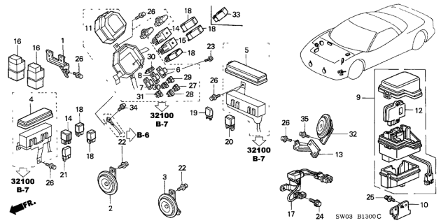 2001 Acura NSX 2 Door NSX KA 4AT Control Unit Diagram 1