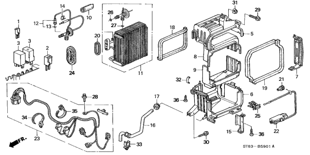 1999 Acura Integra 4 Door GS (LEATHER) KA 4AT A/C Unit Diagram
